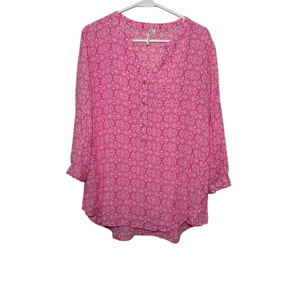 Pink Patterned Women's Top L - Picture 1 of 8